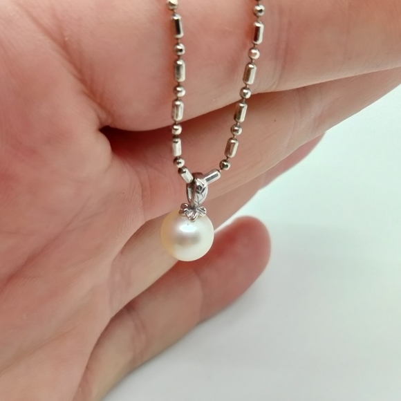 14K Karat White Gold Fresh Water 10mm Pearl Pendant 1.1 Grams PF No Chain - Picture 3 of 12